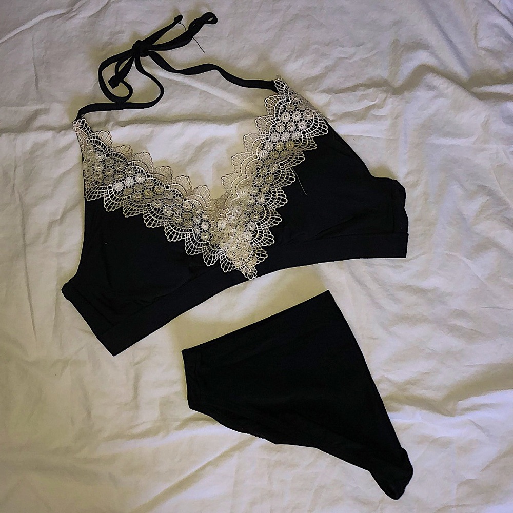 Black Lace Bikini Swim Set
